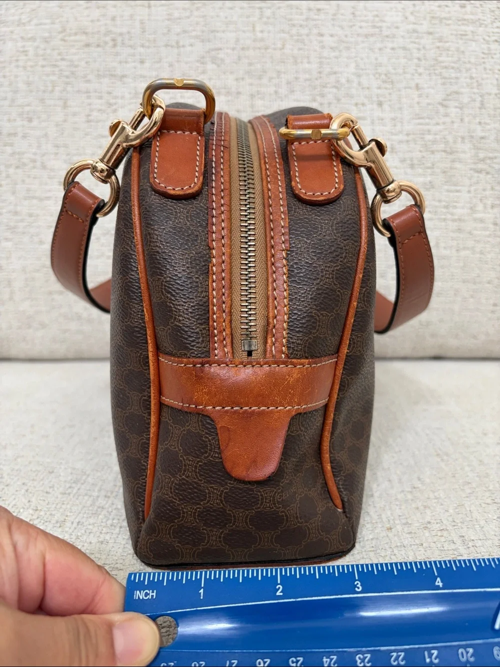 1994 Celine Triomphe Macadam Monogram Dome Satchel